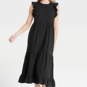 Universal Thread XXL linen ruffle black long dress
